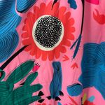 Women's Long Sleeve Floral Abstract Artsy Bold Tie Neck Midi Smock Dress 5XL Size 5X Photo 2