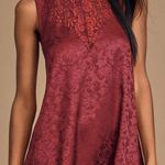 Lulus Evidently In Love Burgundy Floral Embossed Satin Mini Dress Photo 0