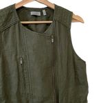 Athleta  Wanderabout 100% Linen Olive Green Utility Tunic Length Zip Vest S Photo 3