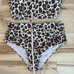 SheIn Leopard Print 2 Piece Swimsuit With Adjustable Corset Back Size M (183) Photo 8