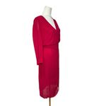 Bebe NWT  Womens Raspberry Pink Chiffon Faux Wrap Midi Dress 3/4 Sleeve Size 4 Photo 6