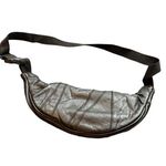 Vintage Black Leather Fanny Pack With Adjustable Strap & Multiple Zippered Pocke Black Photo 0