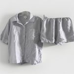 Le Rose Stories Genevieve Linen Button Up Top‎ Shorts Sleep Set Soft Blue XS Photo 6
