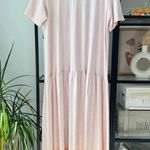 Free People Pink Orange Ombré Dip Dye Short Sleeve Slouchy Maxi Dress Medium Photo 4