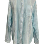 Lands' End  Size Medium  Top Blouse Button Up Cotton Linen Blend Photo 0