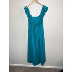 Free People  Boho Ruffle it Up Teal Cotton Midi Dress Size Large Photo 6