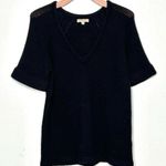 Burberry Cashmere Short Sleeve Knit V Neck Sweater Black Size L Photo 8