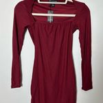 Pretty Little Thing  cherry red soft touch square neck long sleeve bodycon dress Photo 0