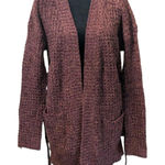 Harlow & Rose Cardigan M Maroon Open Knit Tunic Side Tie Lace Up Boho Brown Size M Photo 0