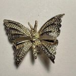 Rhinestone Butterfly Insect Signed Gerry’s Gold Tone Brooch Pin Photo 4