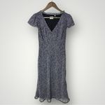 Wilfred  Camelot Dress Navy White‎ Floral Midi Cap Sleeve Medium Chiffon Photo 5