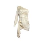 NBD Monika One Shoulder Dress, Champagne Cheetah Print, Medium Photo 5