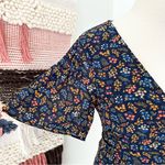 Madewell Cross Front Floral Short Sleeve Mini Dress Navy Blue/Multi Size 4 Photo 4