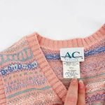 vintage oversized baby pink pastel button down cardigan sweater vest size s Size L Photo 6