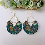 Vibrant Geometric Unique Shape Line Accents Delicate Flower Pattern‎ Earrings Photo 0