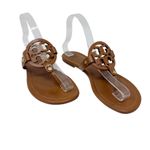 Tory Burch  Miller Sandals Brown Leather Logo Thong Slides Women’s Shoes 8.5 Photo 0
