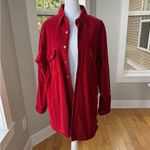 London Fog Vintage  Red Cotton Micro Corduroy Quilted Shirt Jacket Shacket Large Photo 2
