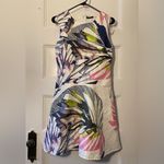 JOSIE NATORI Botanical Palms Jacquard Leaf Print Mini Dress Ivory Sz 2 Pink Photo 1