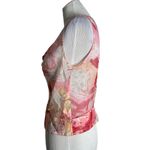Carlisle  Silk Top Women Size 10 Pink‎ Sheer Floral Cowl Neck Fairy Old Money Photo 2