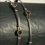 Women’s vintage set of 2 dainty two tone‎ crystal bangle bracelets one size Silver Photo 1