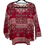 Denim & Supply Ralph Lauren  Boho Peasant Blouse Red Paisley Size Large Cottage‎ Photo 0