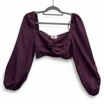 Princess Polly Princes Polly Women’s Purple Twist Front Chic Sexy Crop Top Size 6 Long Sleeve Photo 0