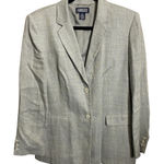 Lands' End  linen rayon blazer jacket Blue/tan women’s 10 Photo 0