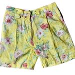 Ralph Lauren Lauren  Yellow Floral High Waisted Linen Vintage Shorts 6 Photo 0