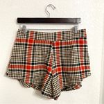 Free People  Womens Shorts Orange Black Plaid Mayfair Pleated Zip Front Size 10 Photo 2