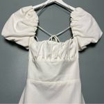 ZARA  Puff Sleeve Open Back White Linen Blend Milkmaid Mini Dress Women’s Size S Photo 4
