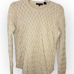 Jeanne pierre Beige Cable Knit Sweater | L Soft Preppy Classic Crewneck Pullover Photo 0