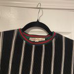 Gypsies & Moondust  Size S Black Striped Ribbed Stretch Short Sleeve Crop Top Photo 3