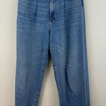 ZARA  Wide Leg Light Wash Pleated Raw Hem Jeans Size 6 Women's Photo 0