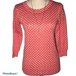 J. Crew Factory size XXS light weight cotton sweater coral with white polka dots Photo 9