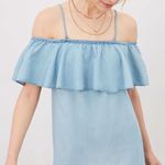 Urban Outfitters Cooperative Blue Chambray Off-the-Shoulder Mini Dress Photo 1