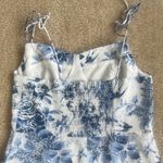 The Commense Floral Tie Strap Midi Dress in White Blue Women's Medium Photo 5