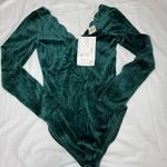 Energie NWT Bodywear bi Vintage 90s Green Velvet Long Sleeve Bodysuit Deadstock Photo 1