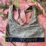Tommy Hilfiger grey navy cross back cotton sports bra sparkly silver logo Photo 0