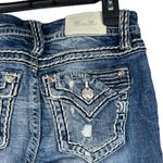 Miss Me SZ 26 Mid-Rise Boot Jeans Distressed Whiskered Stretch Zip-Fly Pockets Photo 7