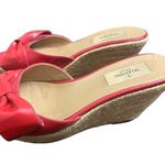 Valentino Garavani Valentino Mena Bow Hot Pink Patent Leather Wedge Espadrille Slide Sandal sz 38 ( Photo 2