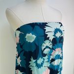Adriana Degreas Silk Blue Floral Strapless Dress Photo 1