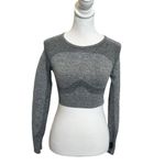 Gymshark Flex Crop Top Long Sleeve Charcoal Teal Athletic Gym Running Size S Photo 4
