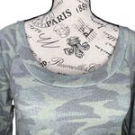 Chaser SMALL Camouflage Crewneck Elastic Scrunch Long Sleeve Pullover Tee Top Photo 7