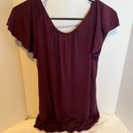 Studio Y  burgundy blouse with rose design Photo 3