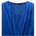 ZARA  Electric Blue Satin Deep V Bodysuit Photo 6