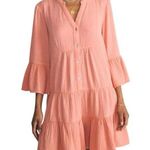 Faherty Dream Cotton Gauze Kasey Dress Organic Boho Beach Coral XXS Oversized Orange Photo 0