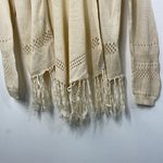Wild Pearl  Open Cardigan with fringe boho cotton crochet design Large cream Photo 6