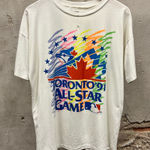 Vintage 90s MLB Toronto Canada 1991 All Stars Baseball Game Tee XL Colorful White Photo 0