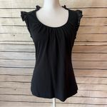 Cable & Gauge  Lace Eyelet Top Short Sleeveless Black Top Size Medium Photo 2