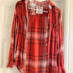 Mossimo Red Plaid Button Down Shirt XS Oversized Fit | Soft Rayon Flannel Photo 0